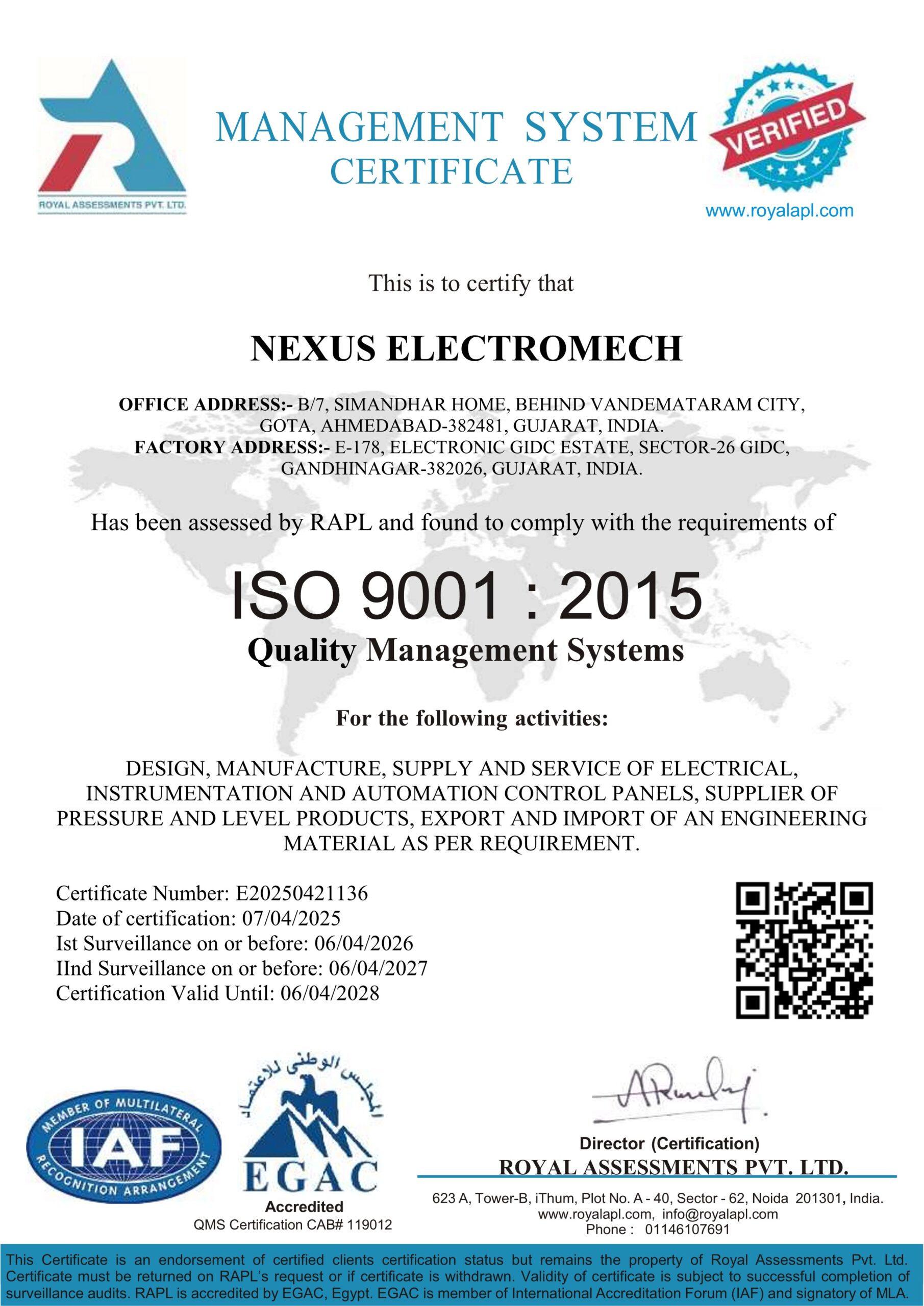 ISO 25 NEXUS ELECTROMECH QMS